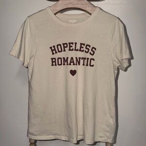 Old Navy Cream Short Sleeve 'Hopeless Romantic' Graphic Tee Size medium -G